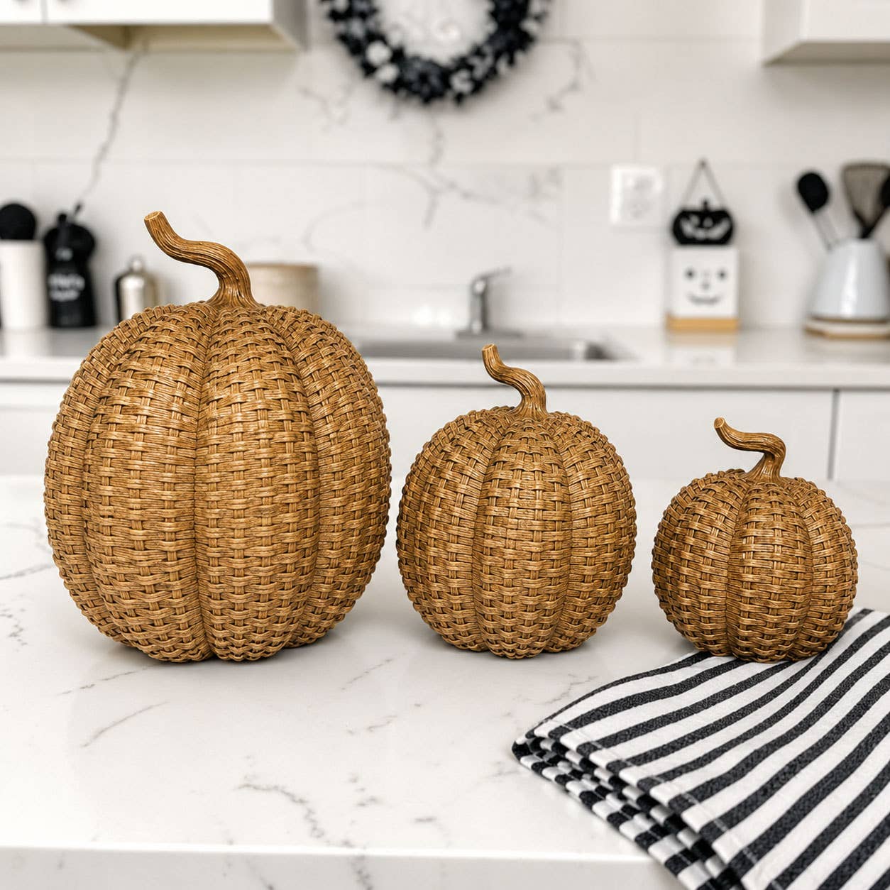 Neutral Fall Halloween Shelf Decor, Cute Pumpkin Home & Gift