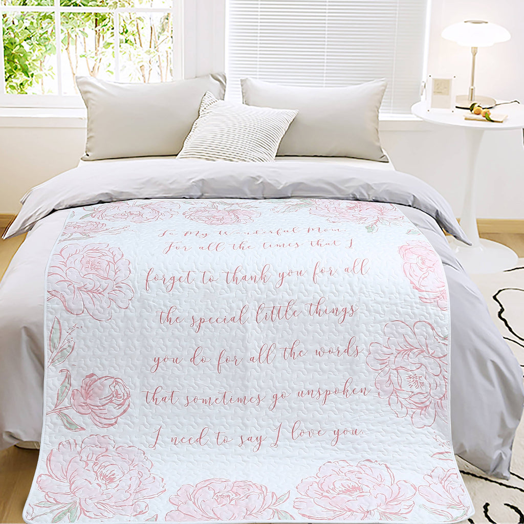 "To My Wonderful Mom" Inspirational Quilted Throw 50"x60"