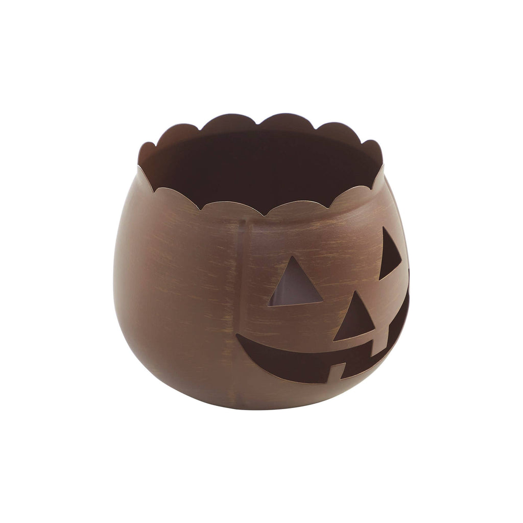 Bronze Metal Jack-O'-Lantern Tealight Holder, Fall Decor