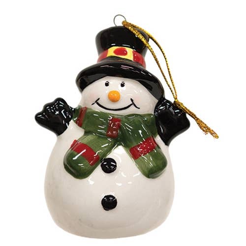 Ceramic Snowman Ornament - 3 Assorted