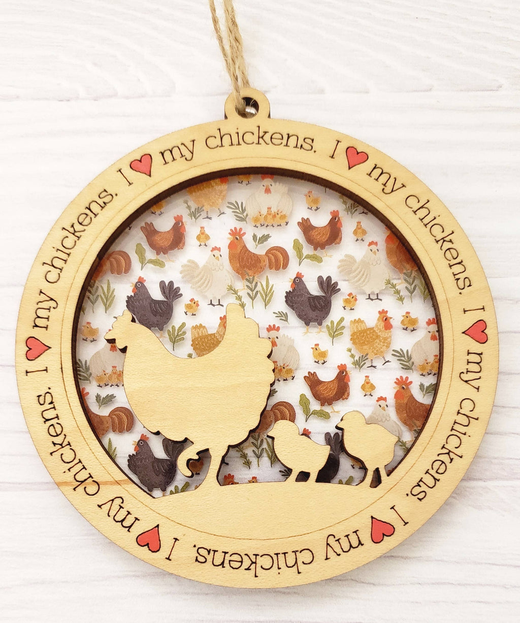 I Heart My Chickens with Chicks Ornament