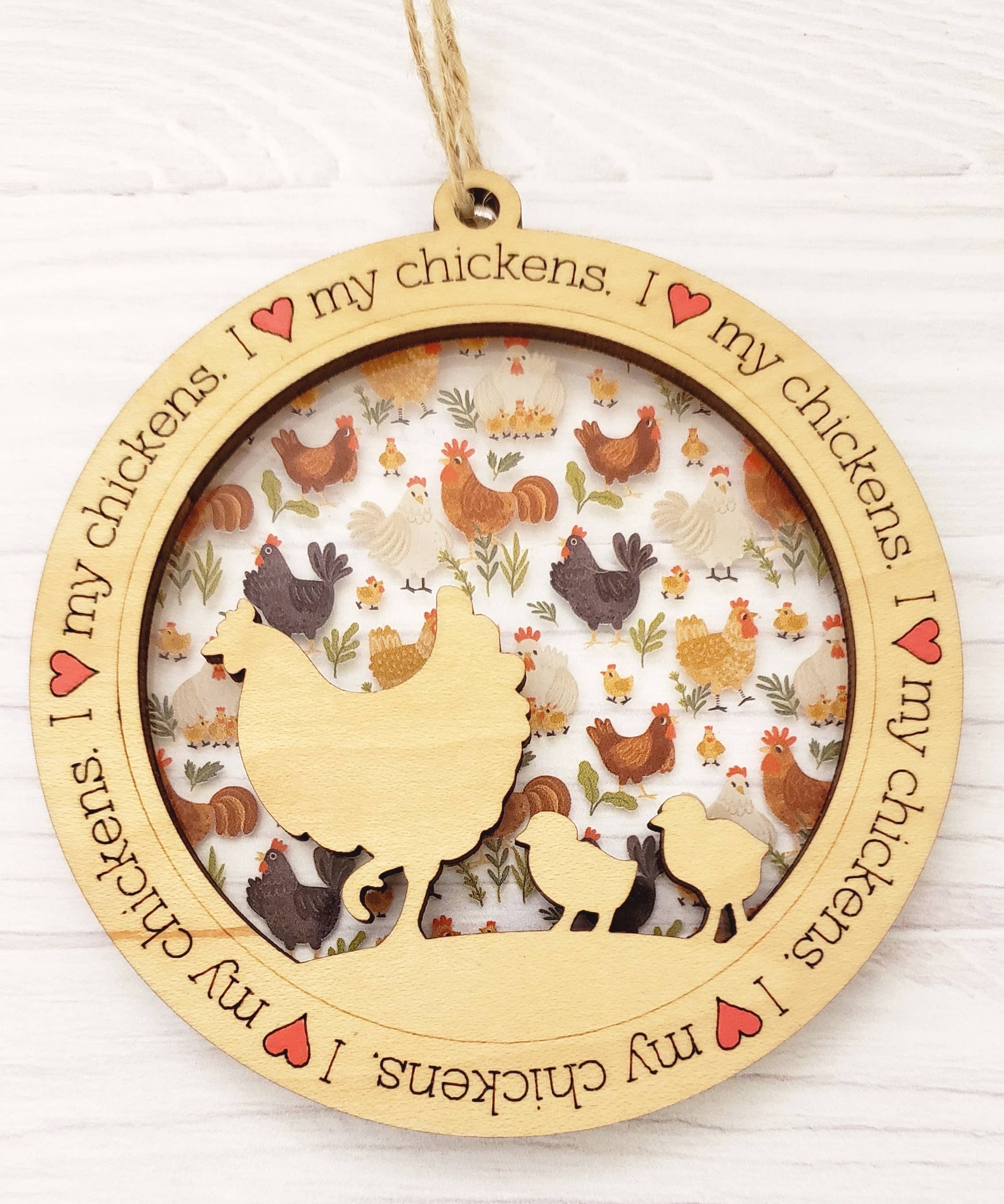 I Heart My Chickens with Chicks Ornament