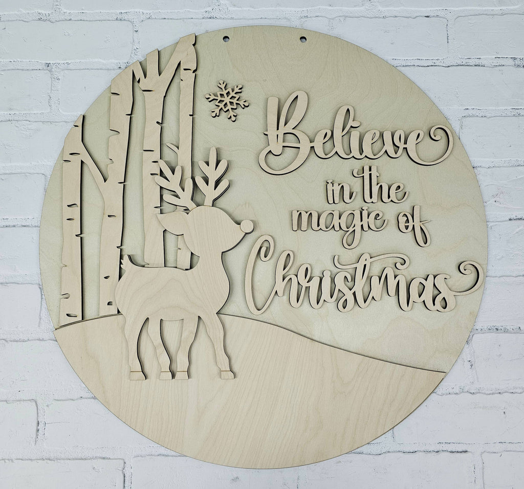 DIY Believe in the Magic of Christmas Rudolph Door Hanger