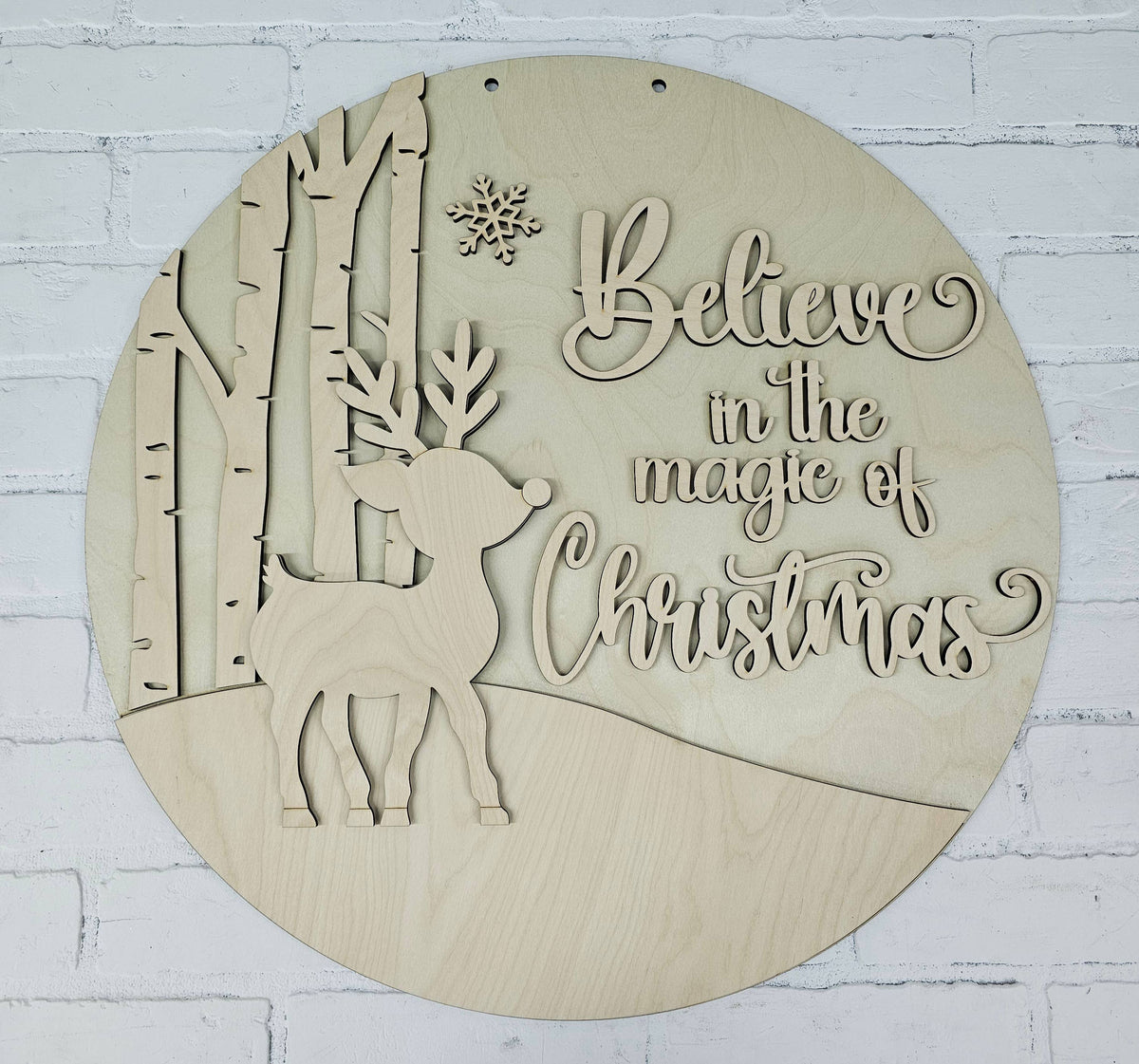 DIY Believe in the Magic of Christmas Rudolph Door Hanger
