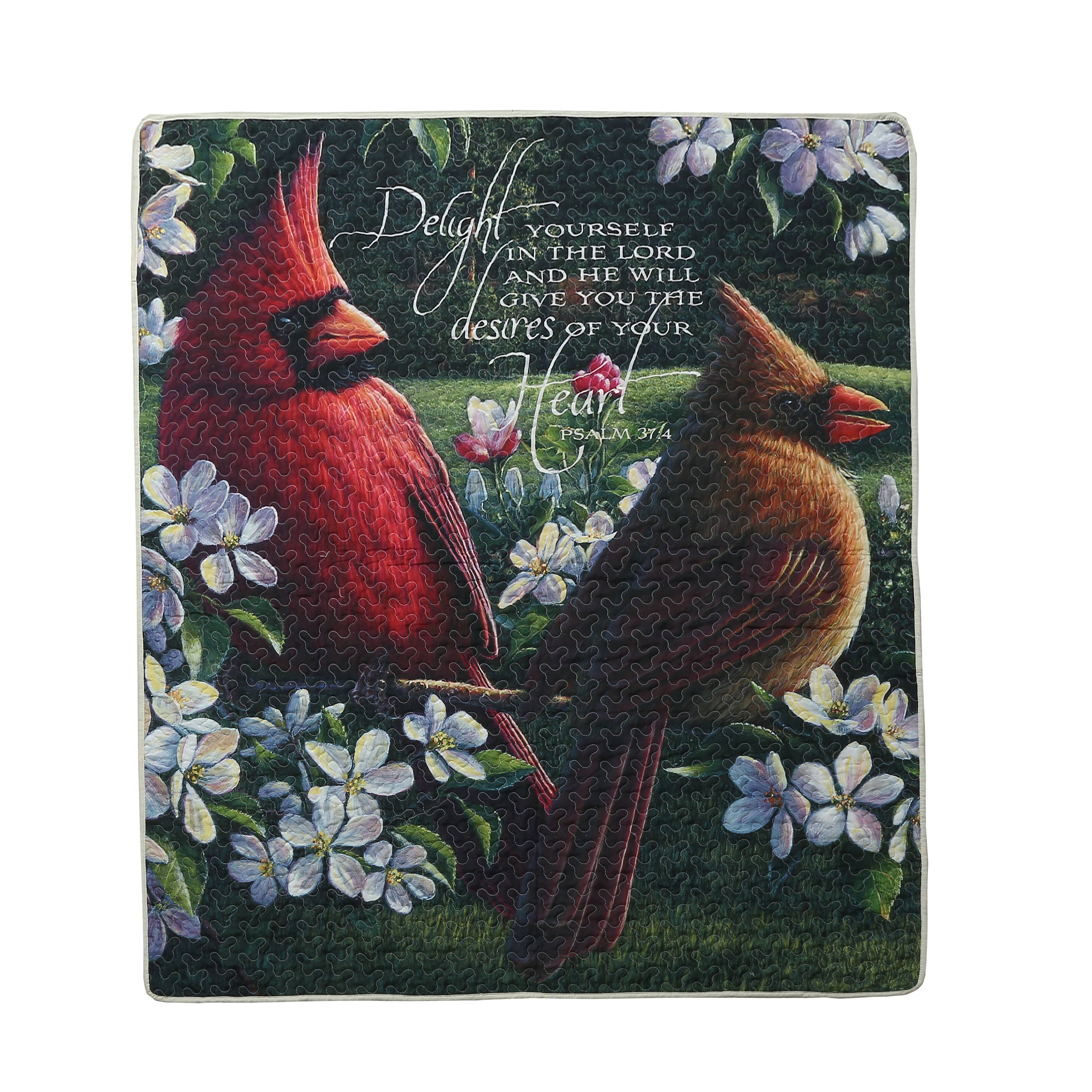Cardinals Delight Scripture Inspirational Quilted Throw