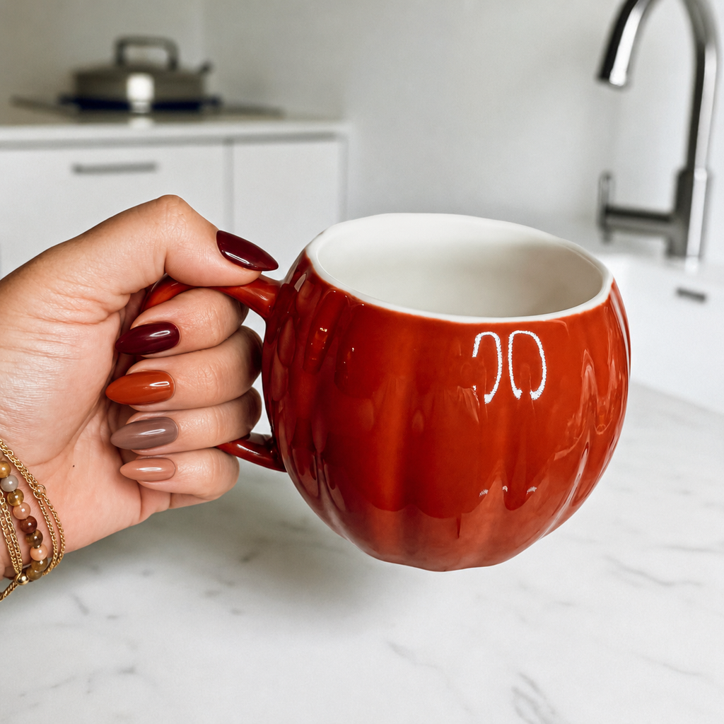 Orange Pumpkin Coffee Mug - Neutral Fall Decor & Gifts 17oz