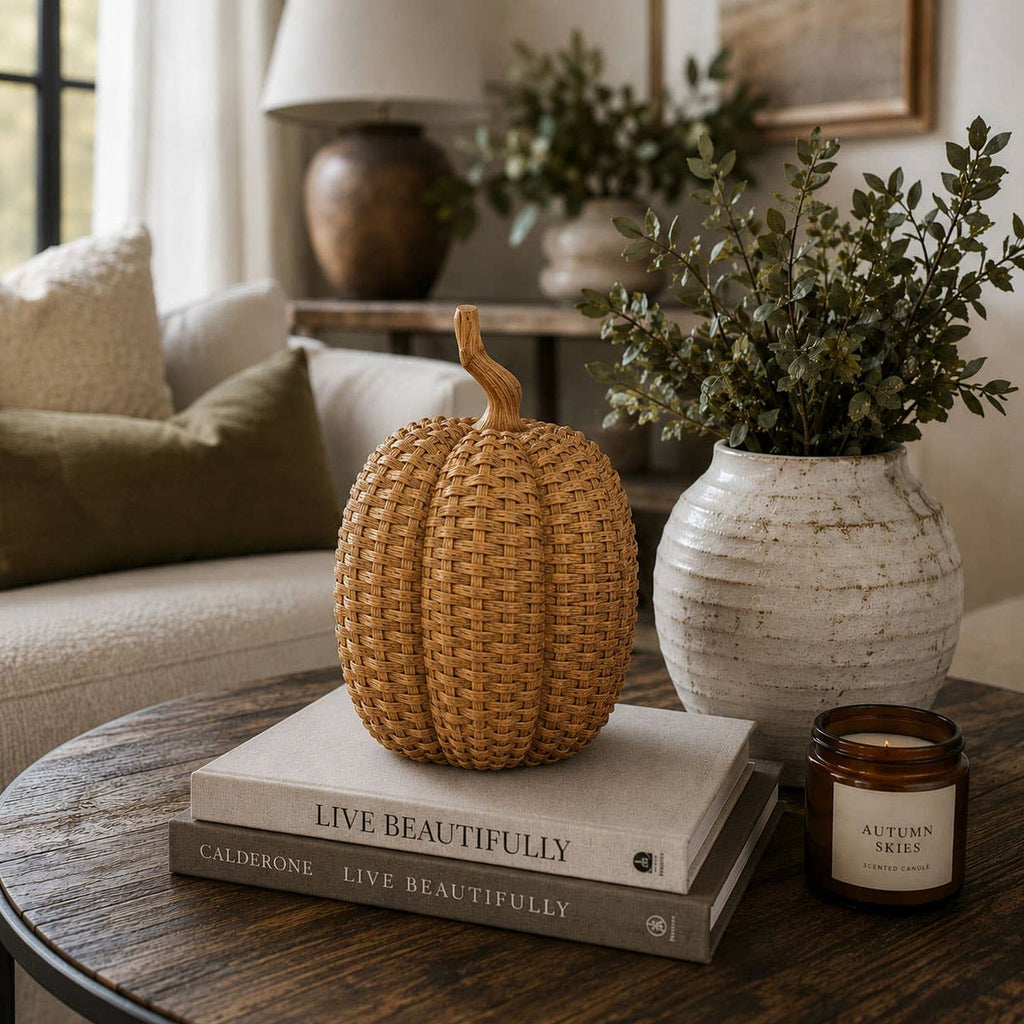 Neutral Fall Halloween Shelf Decor, Cute Pumpkin Home & Gift