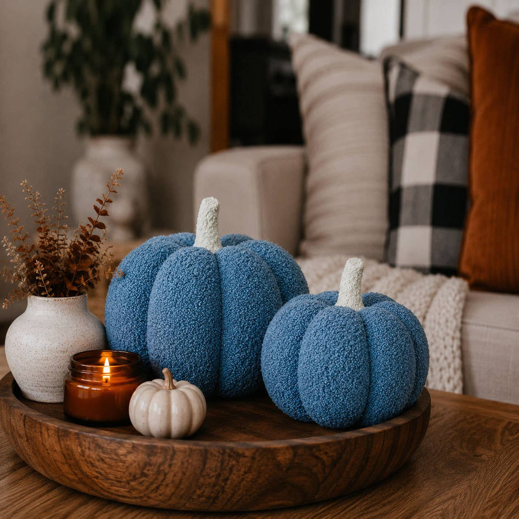 Neutral Fall + Halloween Home Decor, Cute Cotton Pumpkins BW
