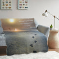 Footprints Psalm 77:19 Scripture Inspirational Quilted Throw
