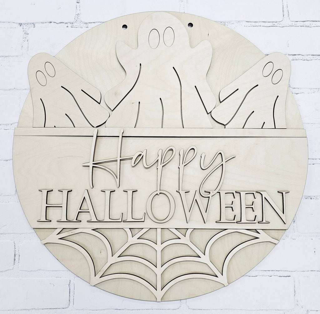 DIY Happy Halloween Ombre Ghost Door Hanger