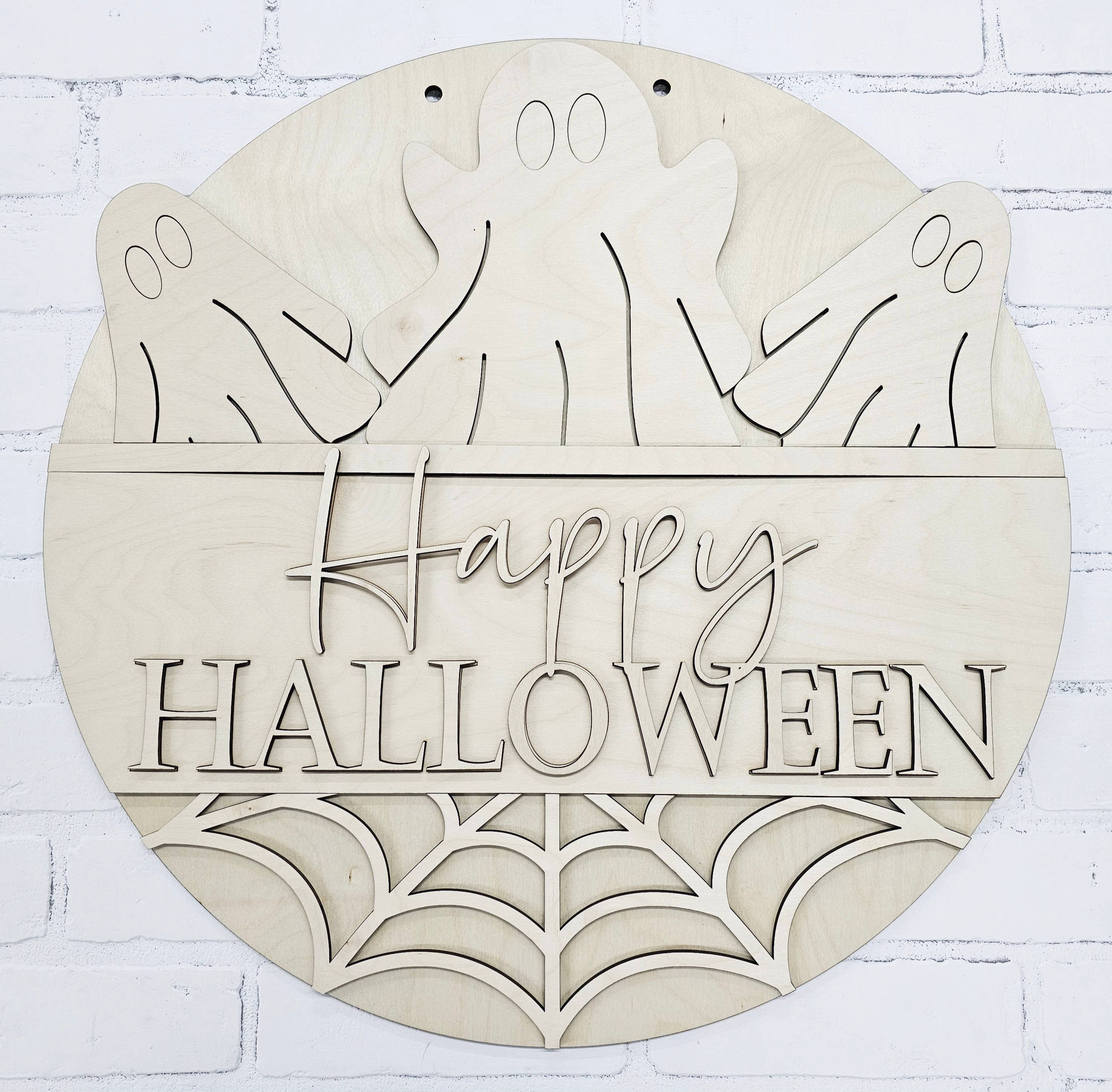 DIY Happy Halloween Ombre Ghost Door Hanger