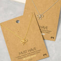 Gold Dipped Wire Ribbon Bow Pendant Necklace