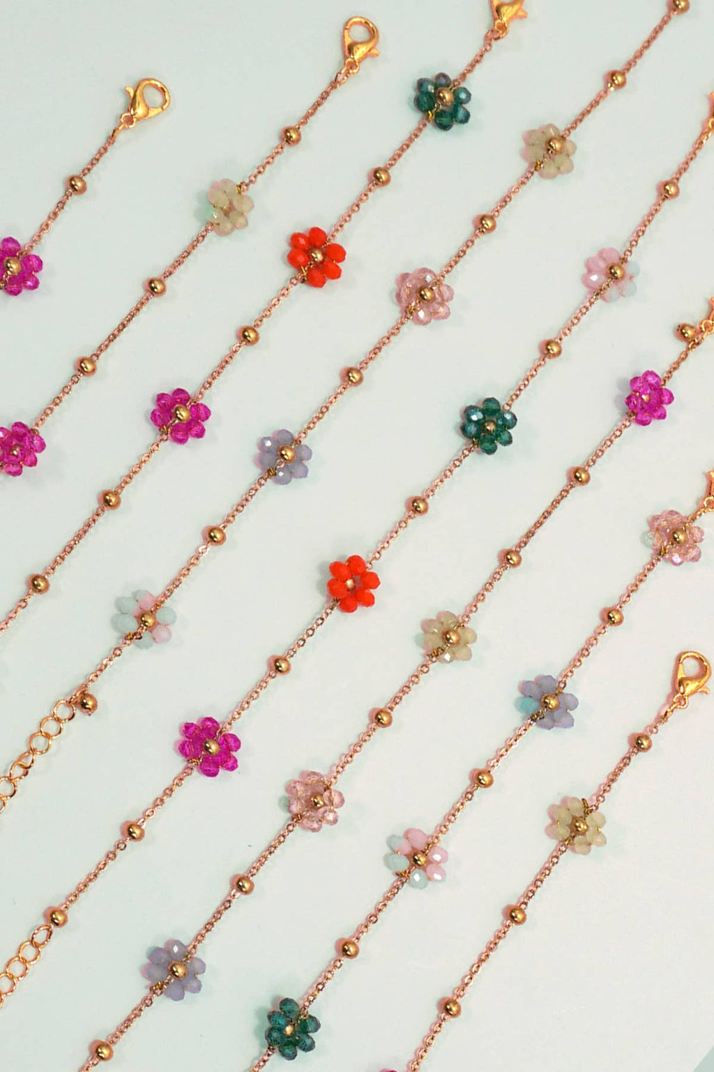 SUMMER MULTI BEADED FLOWER CHARM BRACELETS | 40B108