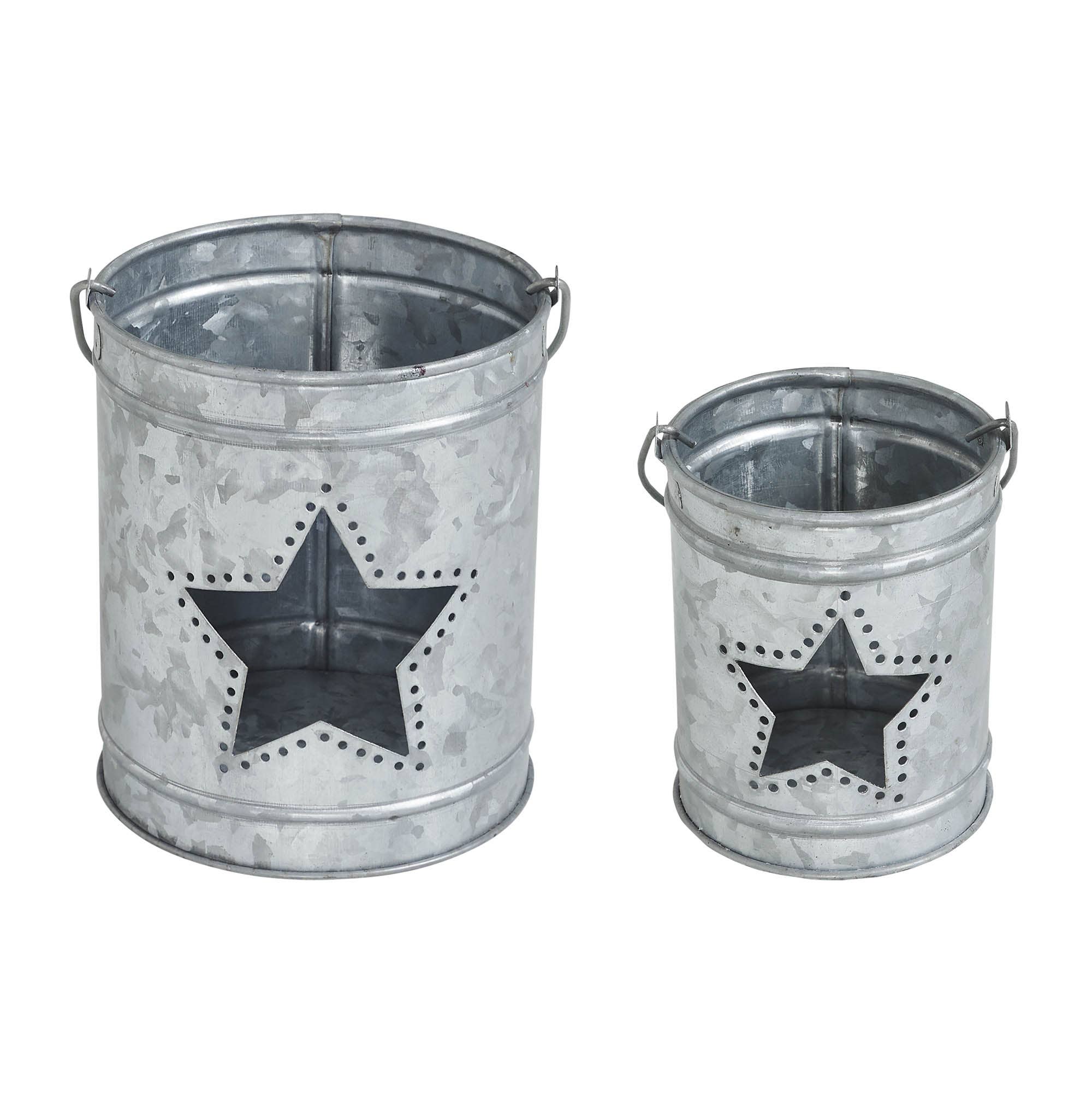 Star Galvanized Metal Votive Candle Holder Set 2pc