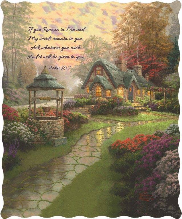 Cottage Scripture Inspirational Quilted Throw