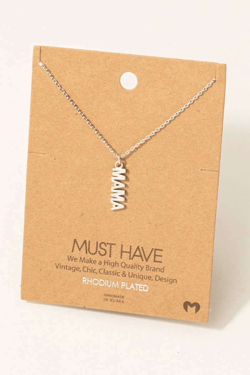 Gold Dipped Flat Mama Pendant Necklace