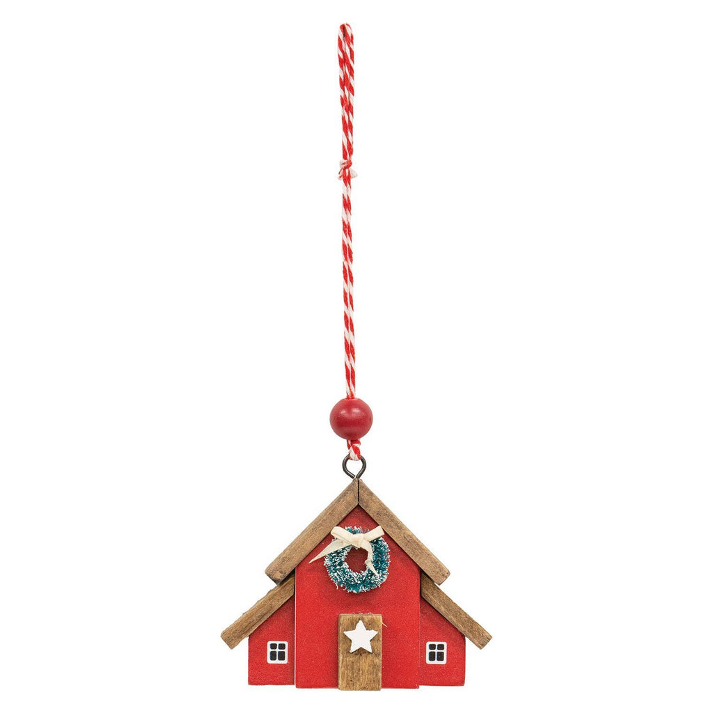 Wooden Christmas Barn Ornament