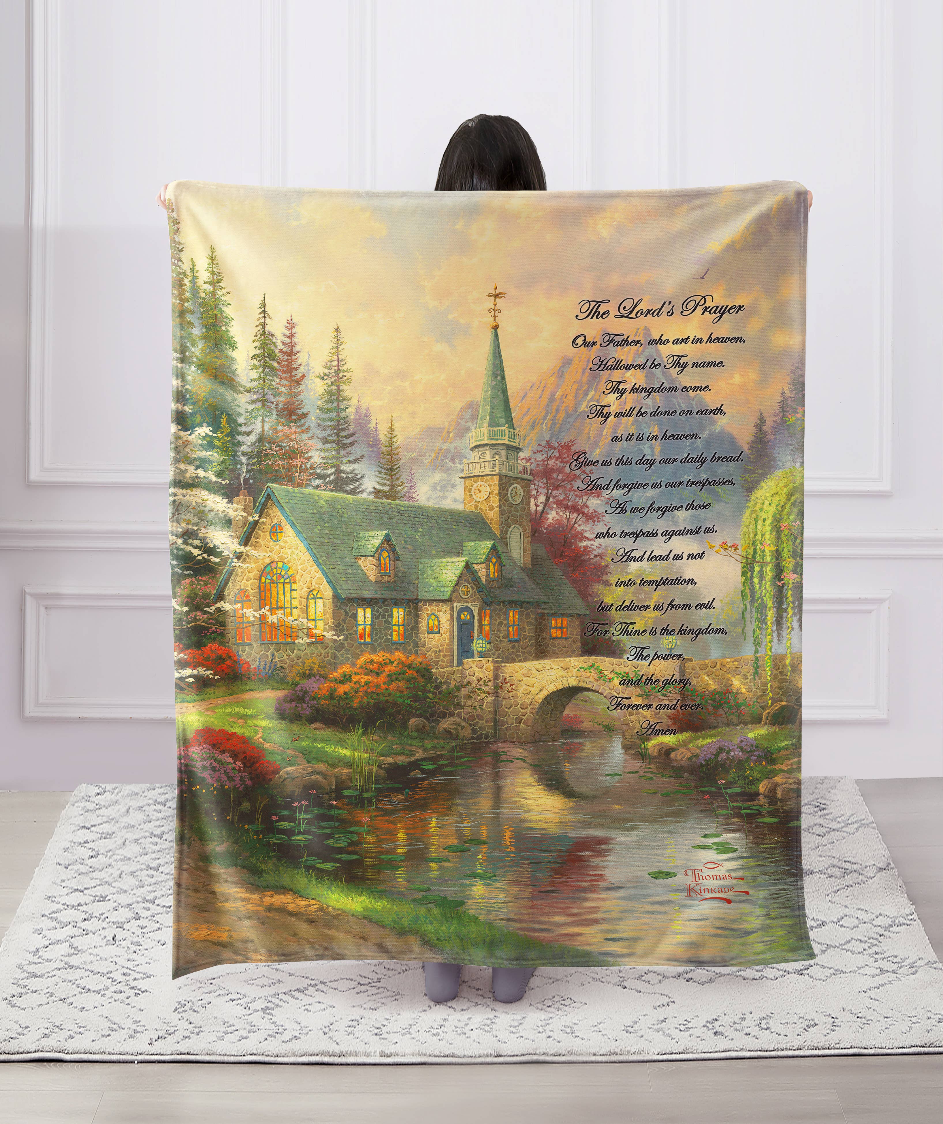 The Lord's Prayer Religious Faux Fur Plush Throw Blanket