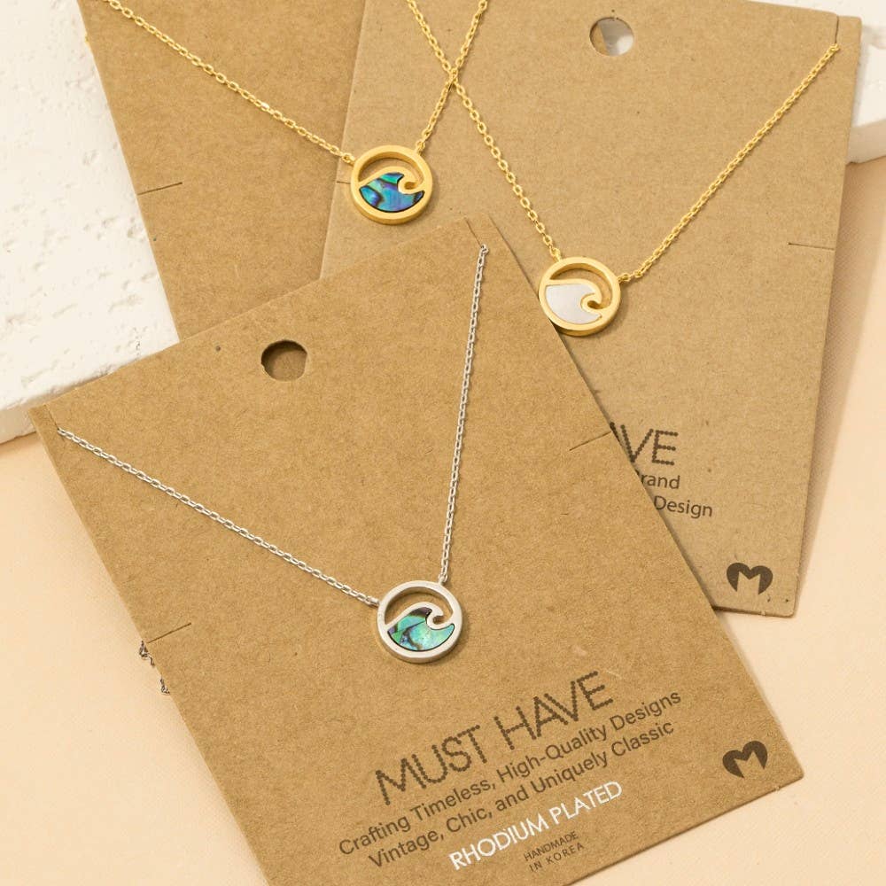 Wave Coin Pendant Necklace