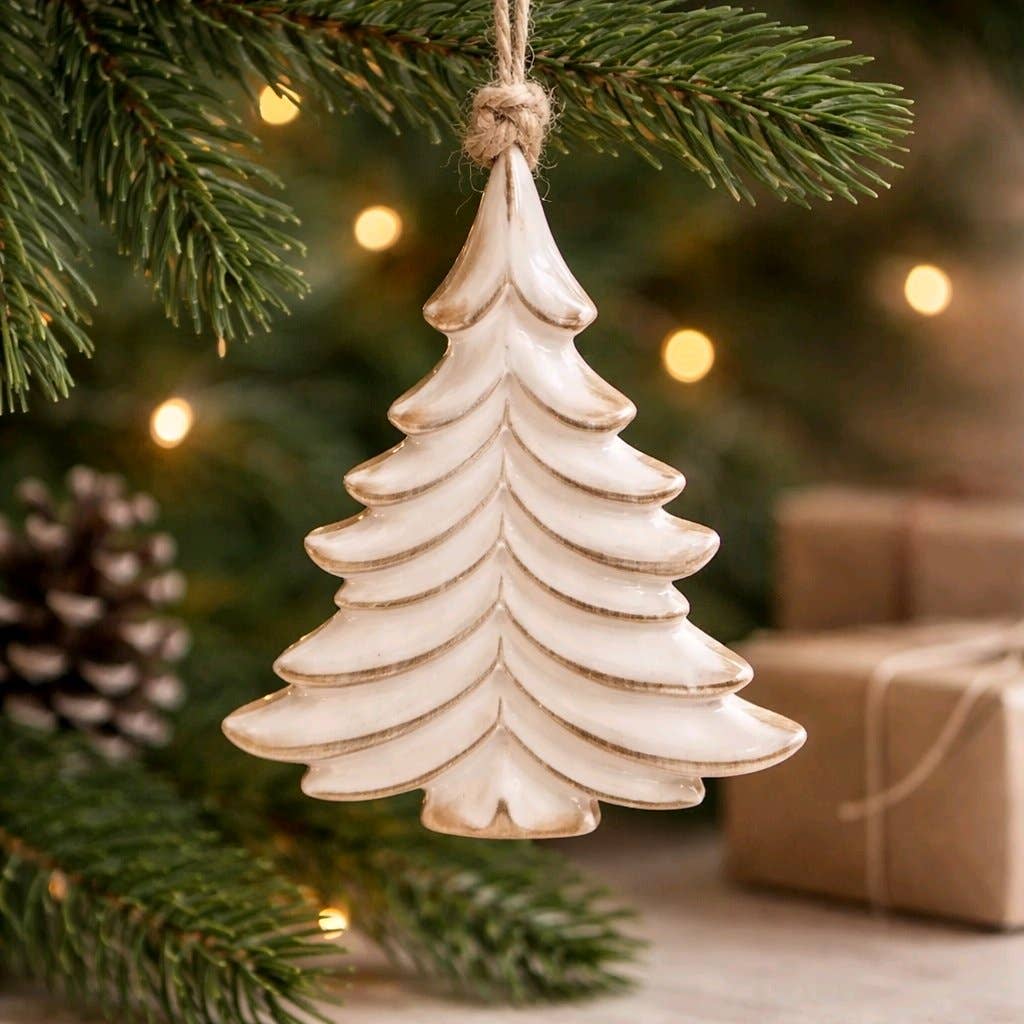 Clear Enamel Tree Ornament 5x3in