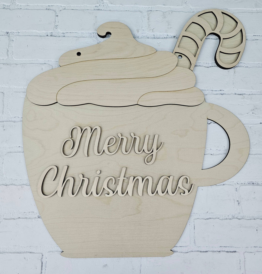 DIY Merry Christmas Hot Cocoa Mug Door Hanger