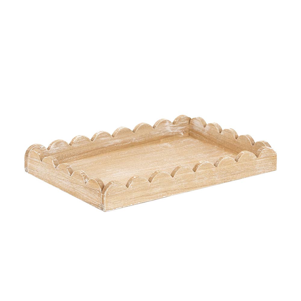 17006 - 13x9x2 wood scallop tray, natural Home Decor