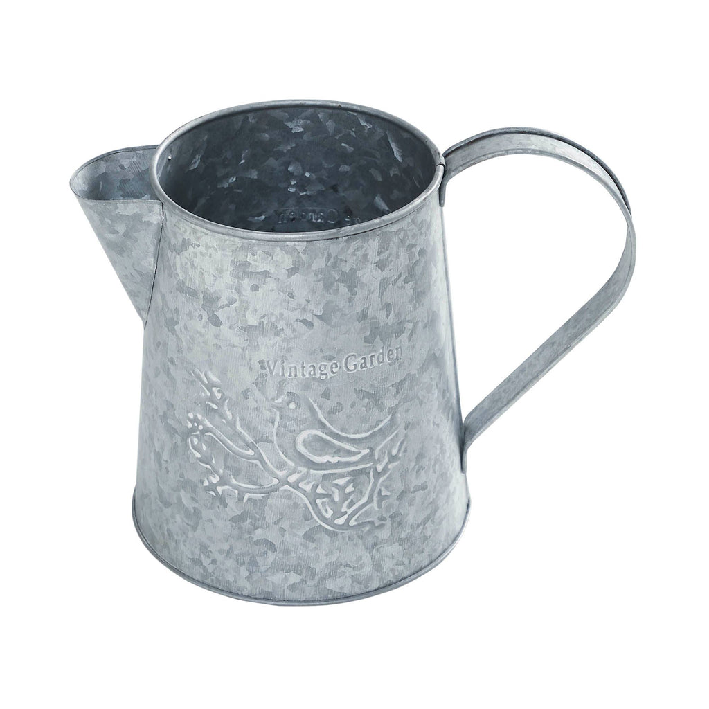 Galvanized Metal Vase with Bird | Farmhouse Decor