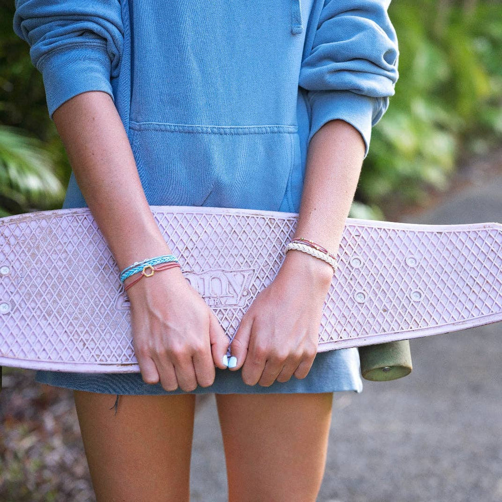 "Live" Teal & Coral with Gold Accent Hair Tie Bracelets