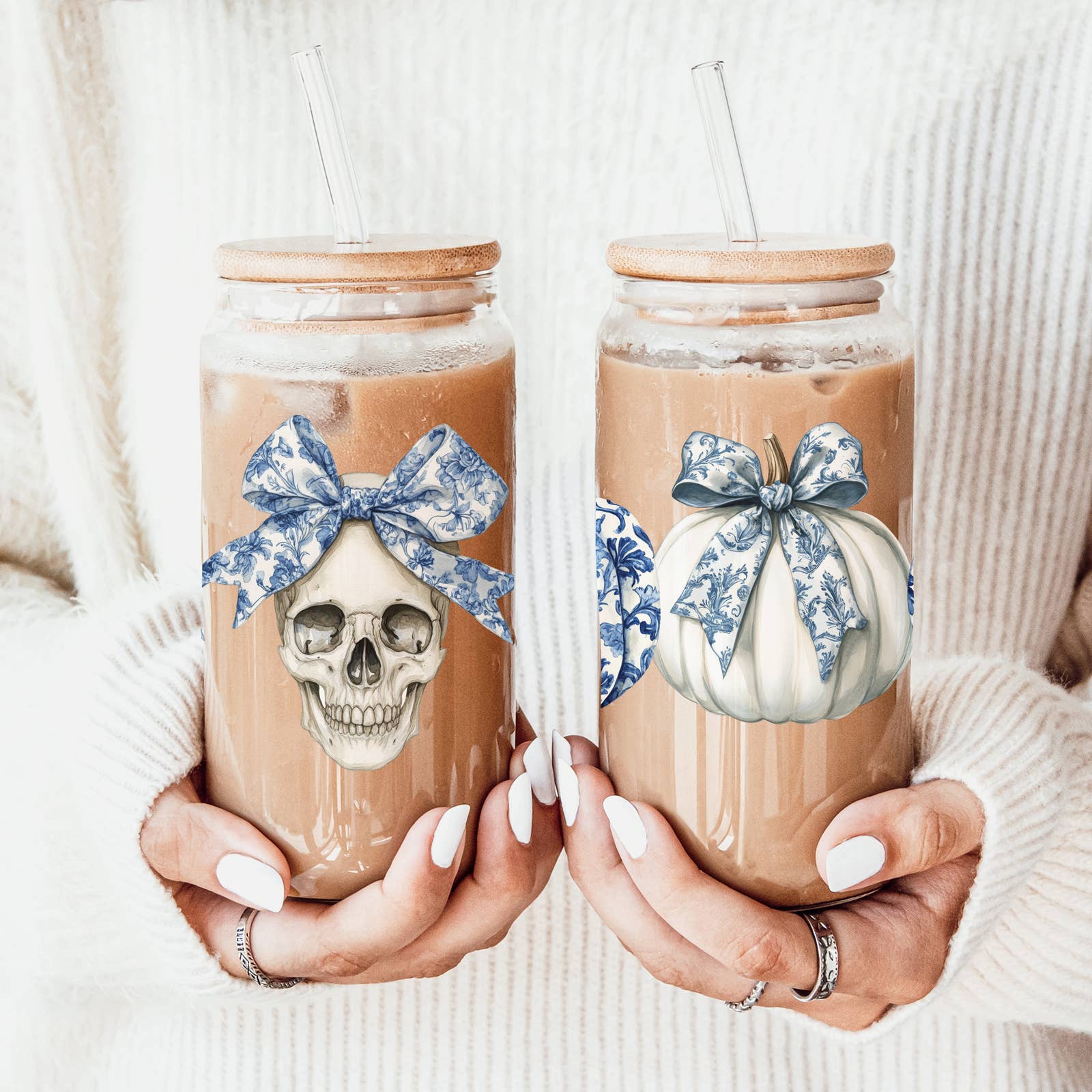 Halloween Tumblers Cute Fall Glass Cup Gifts & Kitchen Decor
