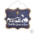Christmas Nativity Scene Burlap Puffy Wall Hanging Rustic Porch Door Décor 21"x17"