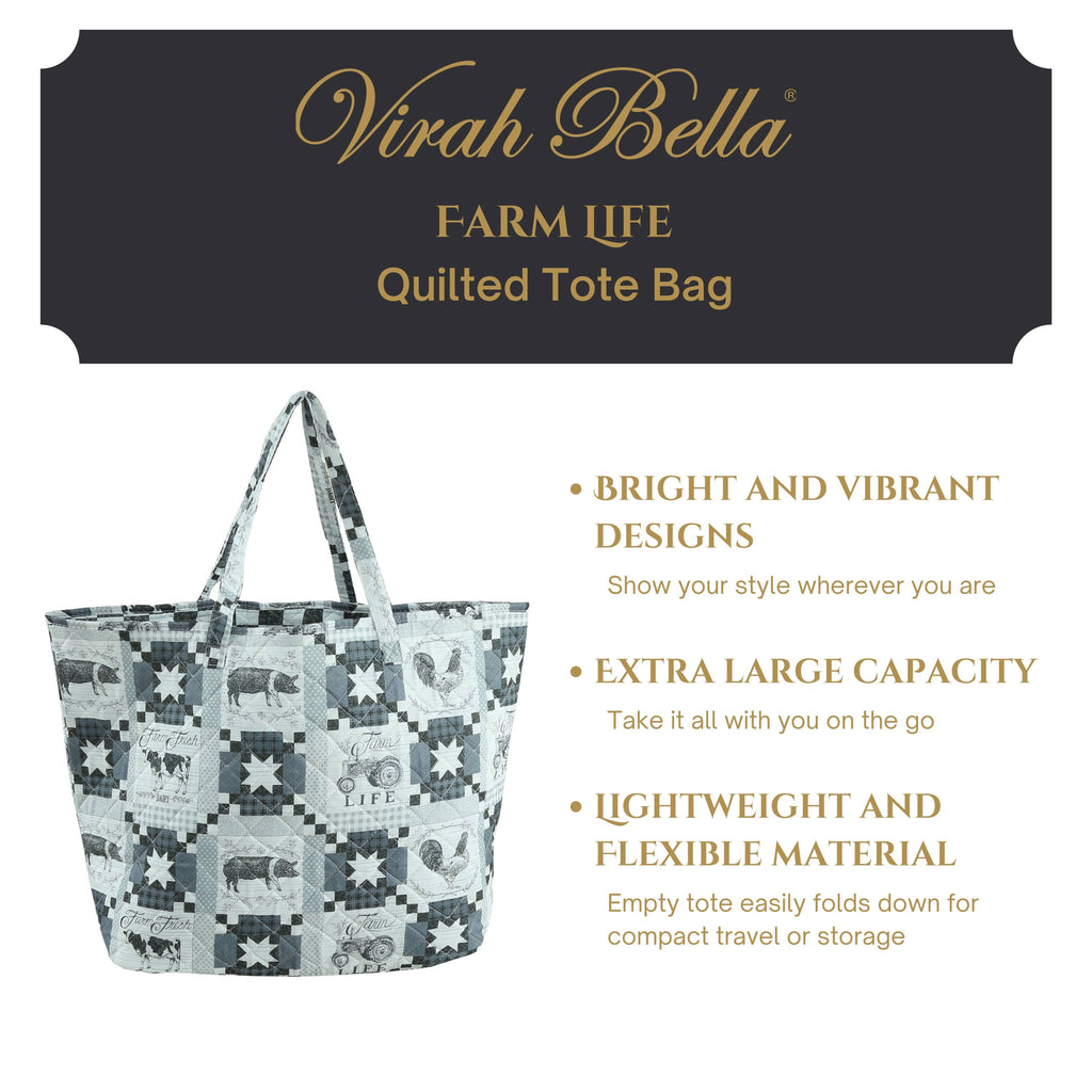 "Farm Life" Designer Quilted Tote Bag