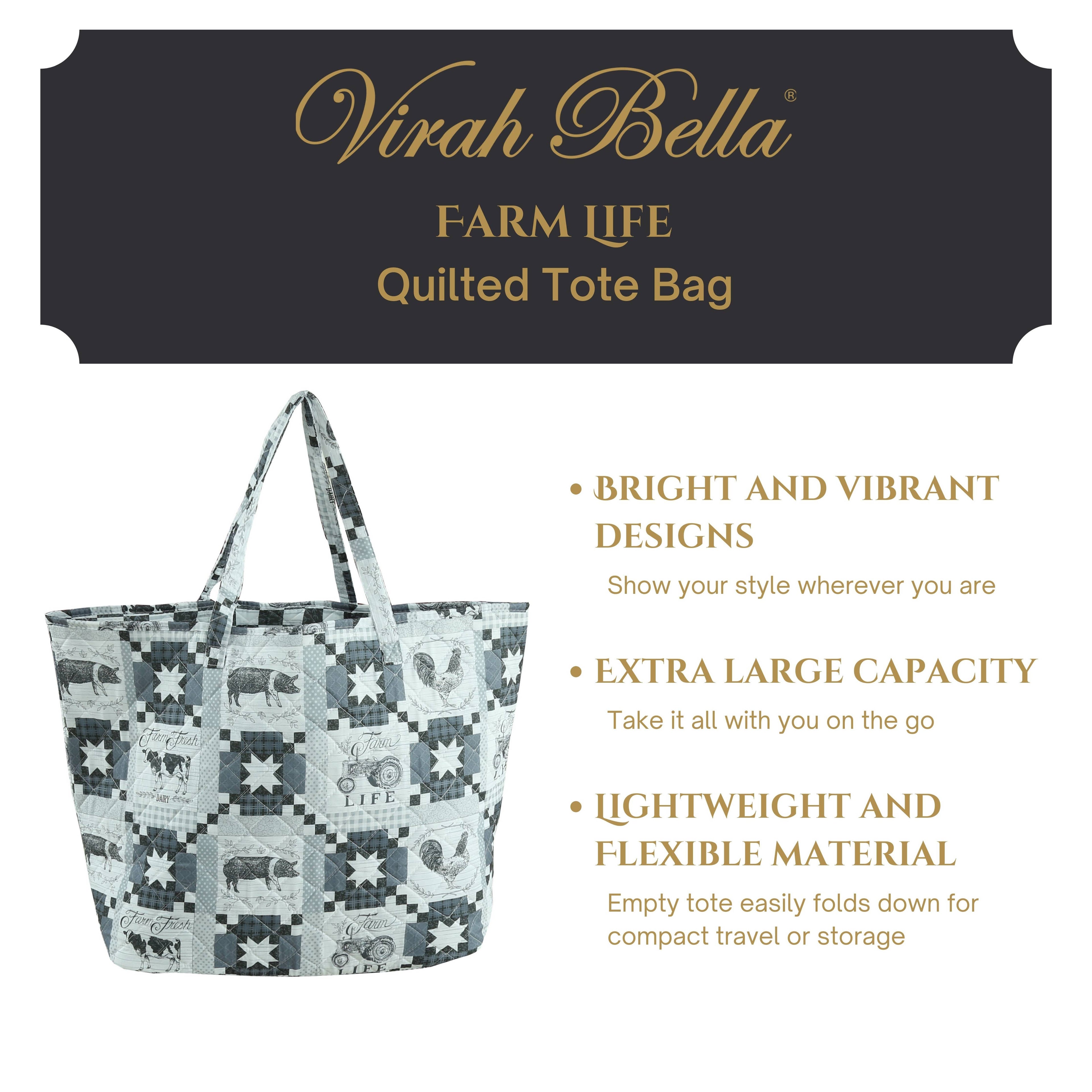 "Farm Life" Designer Quilted Tote Bag