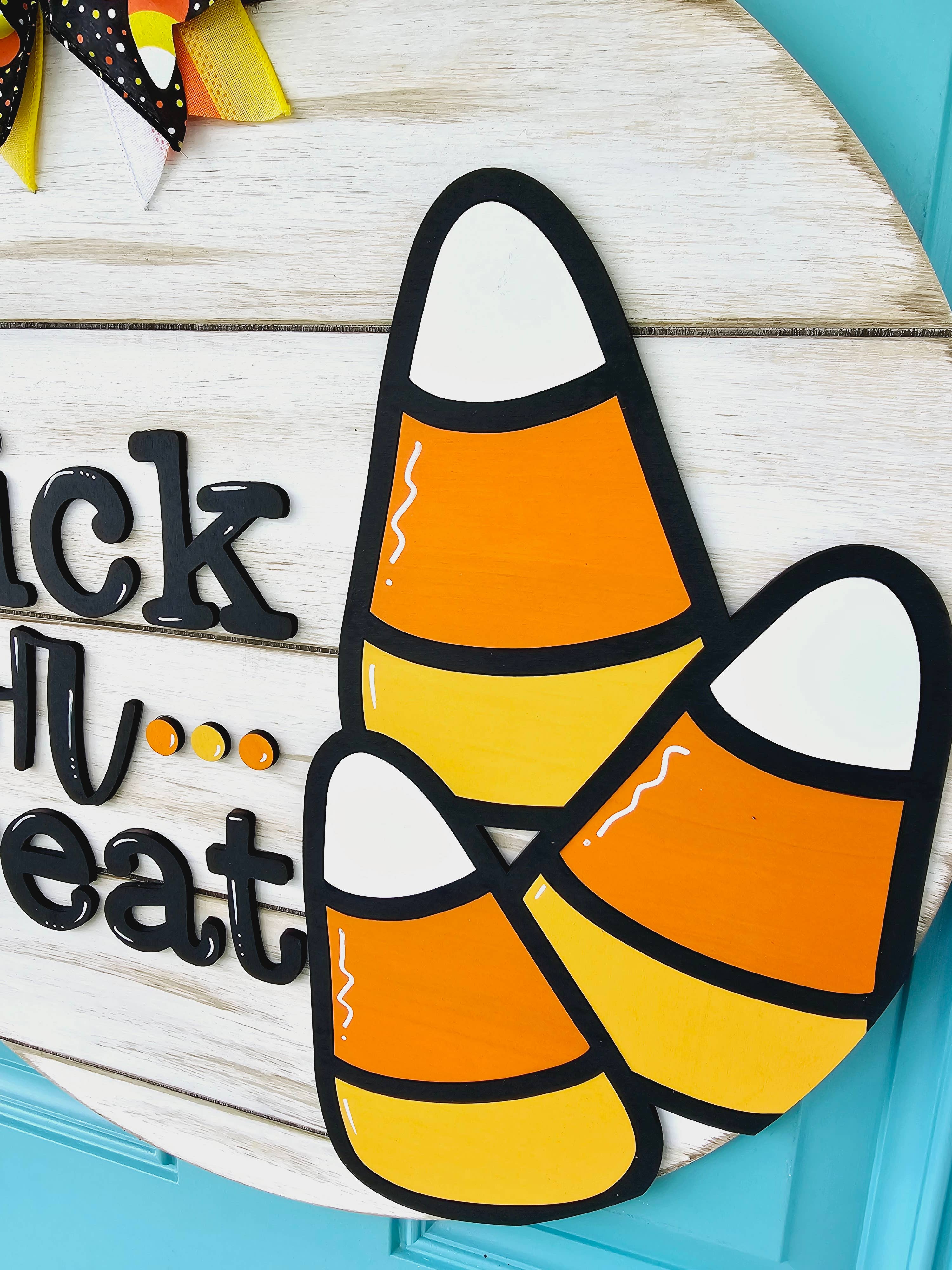 DIY Trick or Treat Candy Corn Door Hanger