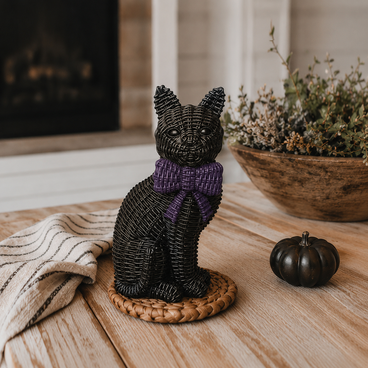 Spooky Shelf Accent Cute Farmhouse Halloween Black Cat Decor