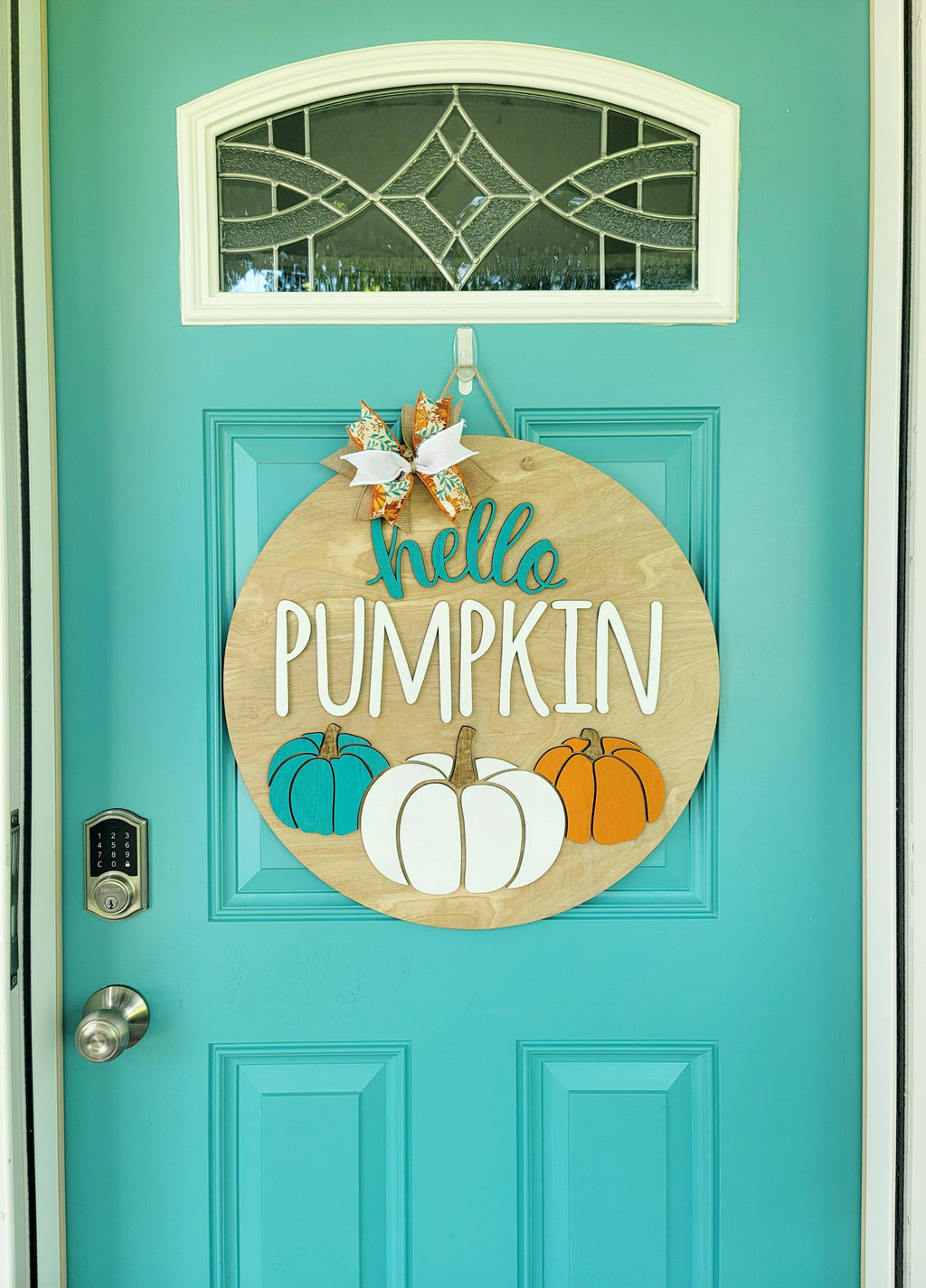 DIY Hello Pumpkin Trio Door Hanger