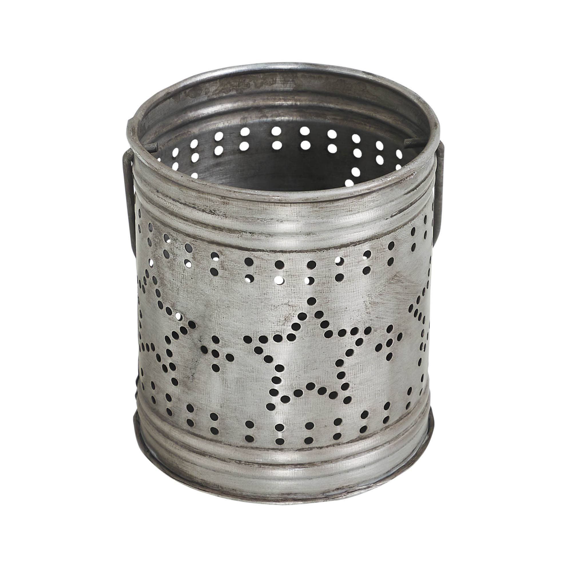 Punched Star Antique Metal Candle Holder 3.75x3.25x3.25