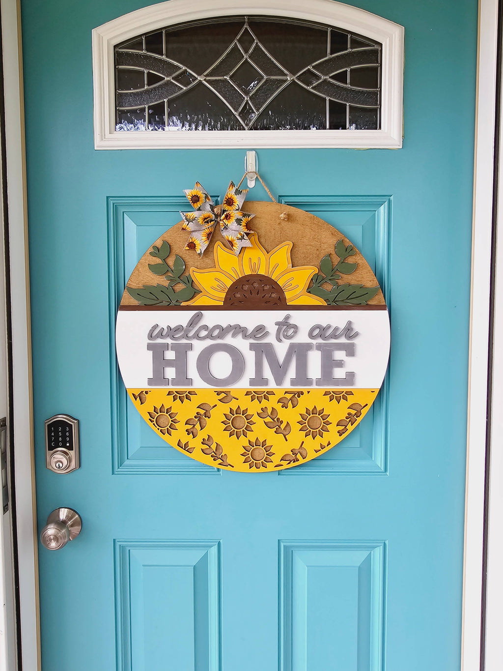 DIY Welcome to Our Home Sunflower Door Hanger