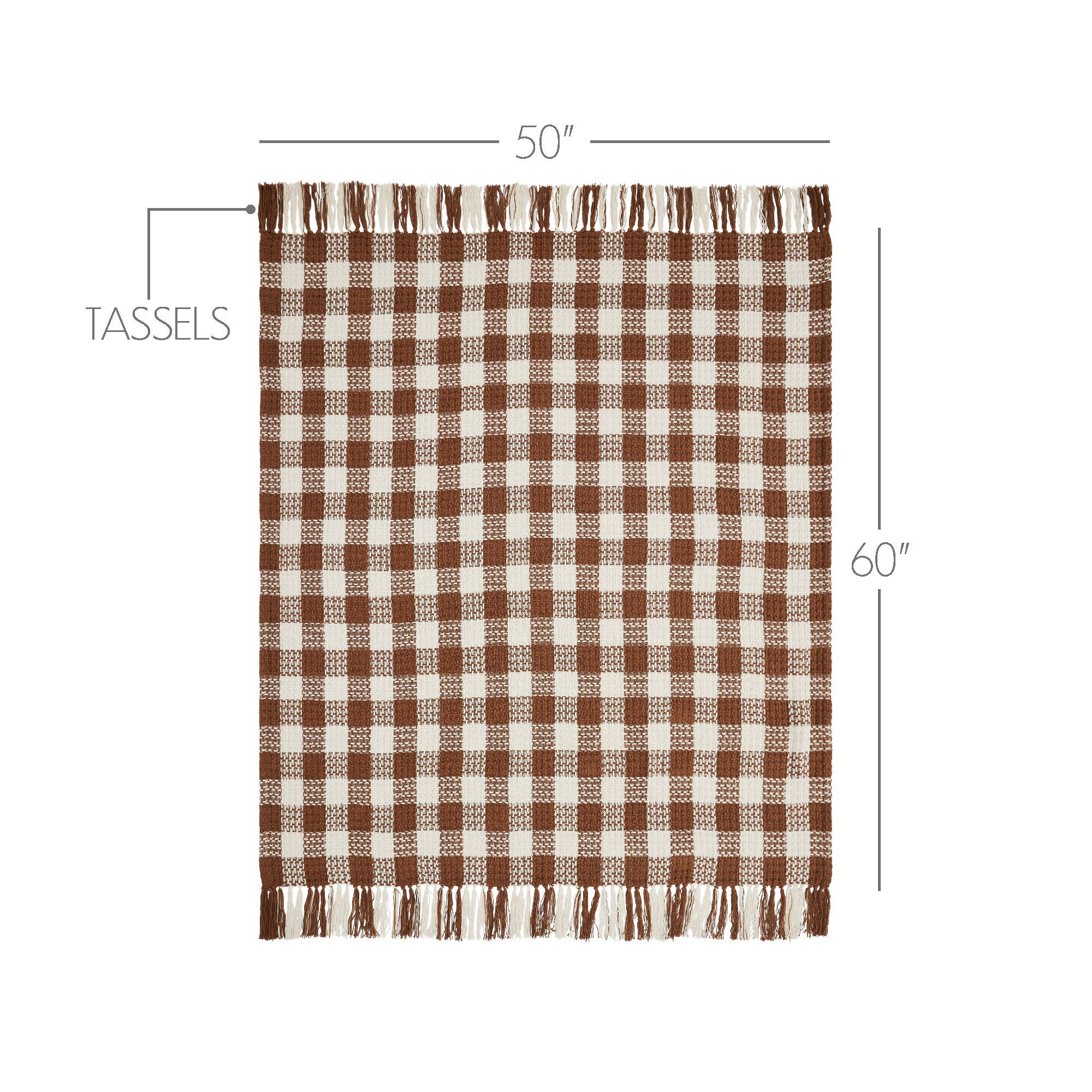 Amber Heritage Check Throw Blanket with Fringe 50x60