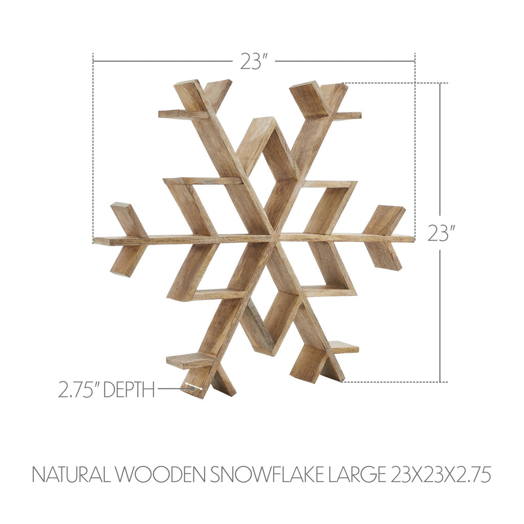 Natural Wooden Snowflake Christmas Decor Large 23x23x2.75