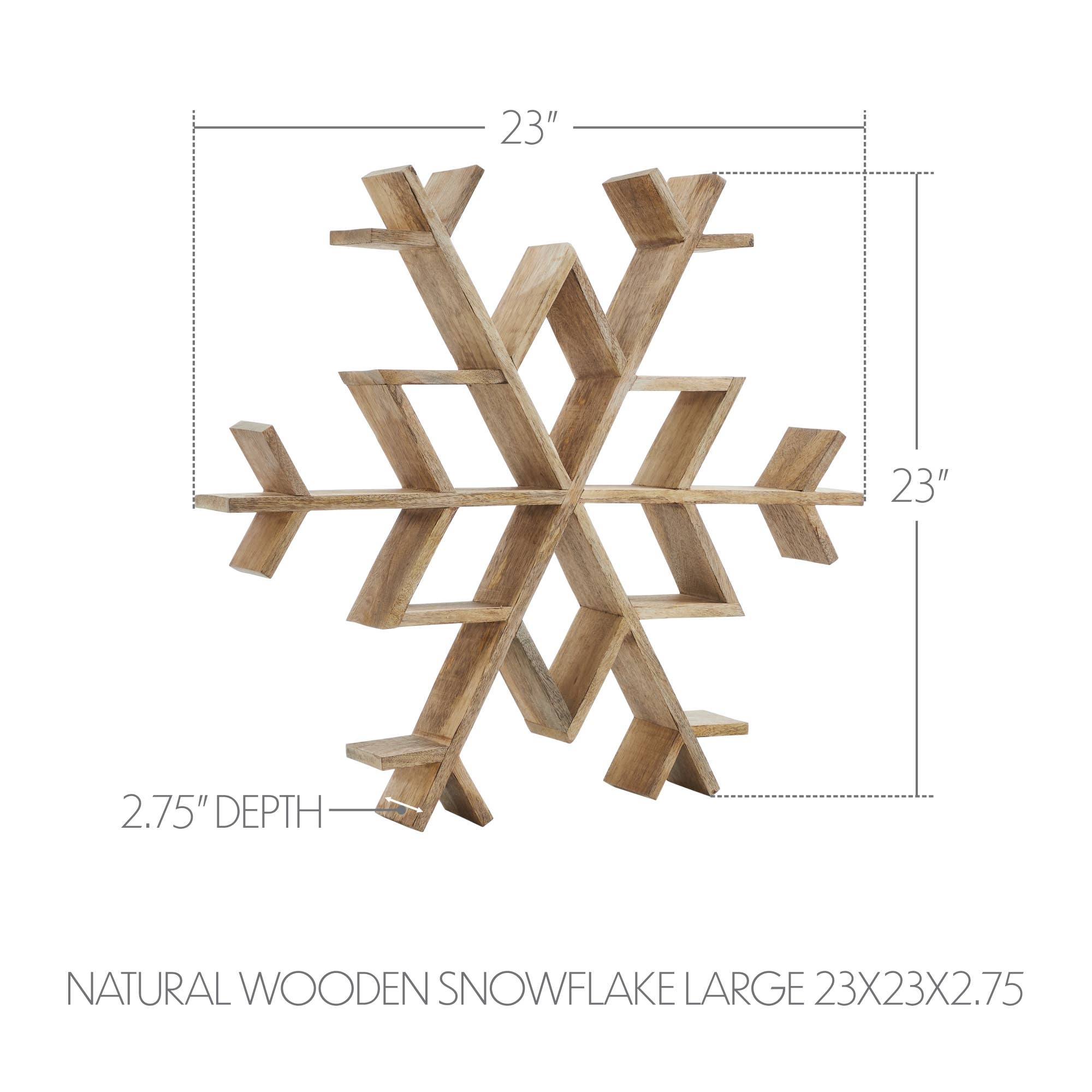 Natural Wooden Snowflake Christmas Decor Large 23x23x2.75