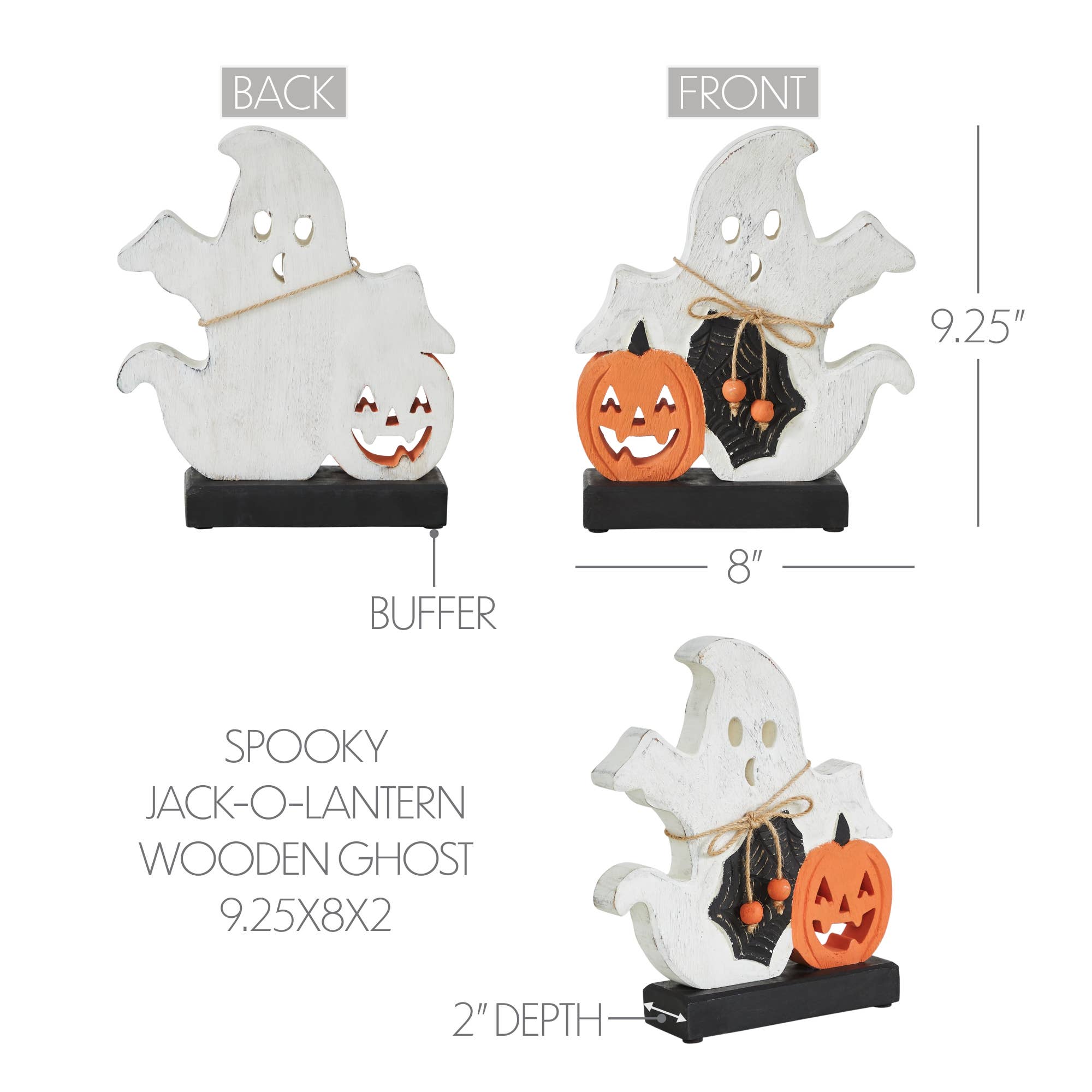 Halloween Ghost Jack-O-Lantern Figurine 9" Rustic Farmhouse