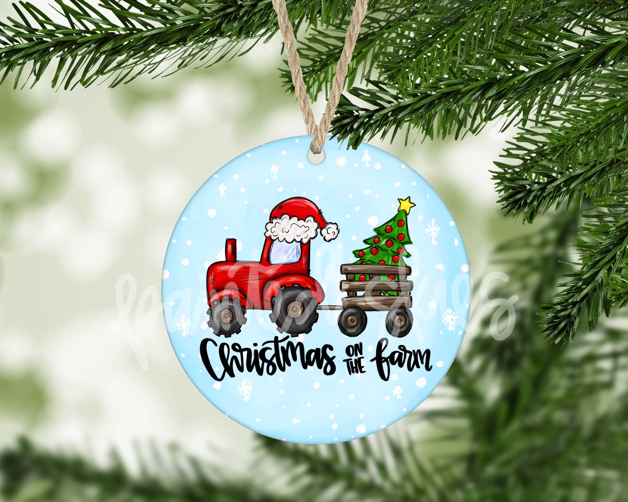 Christmas On The Farm Tractor Ornament