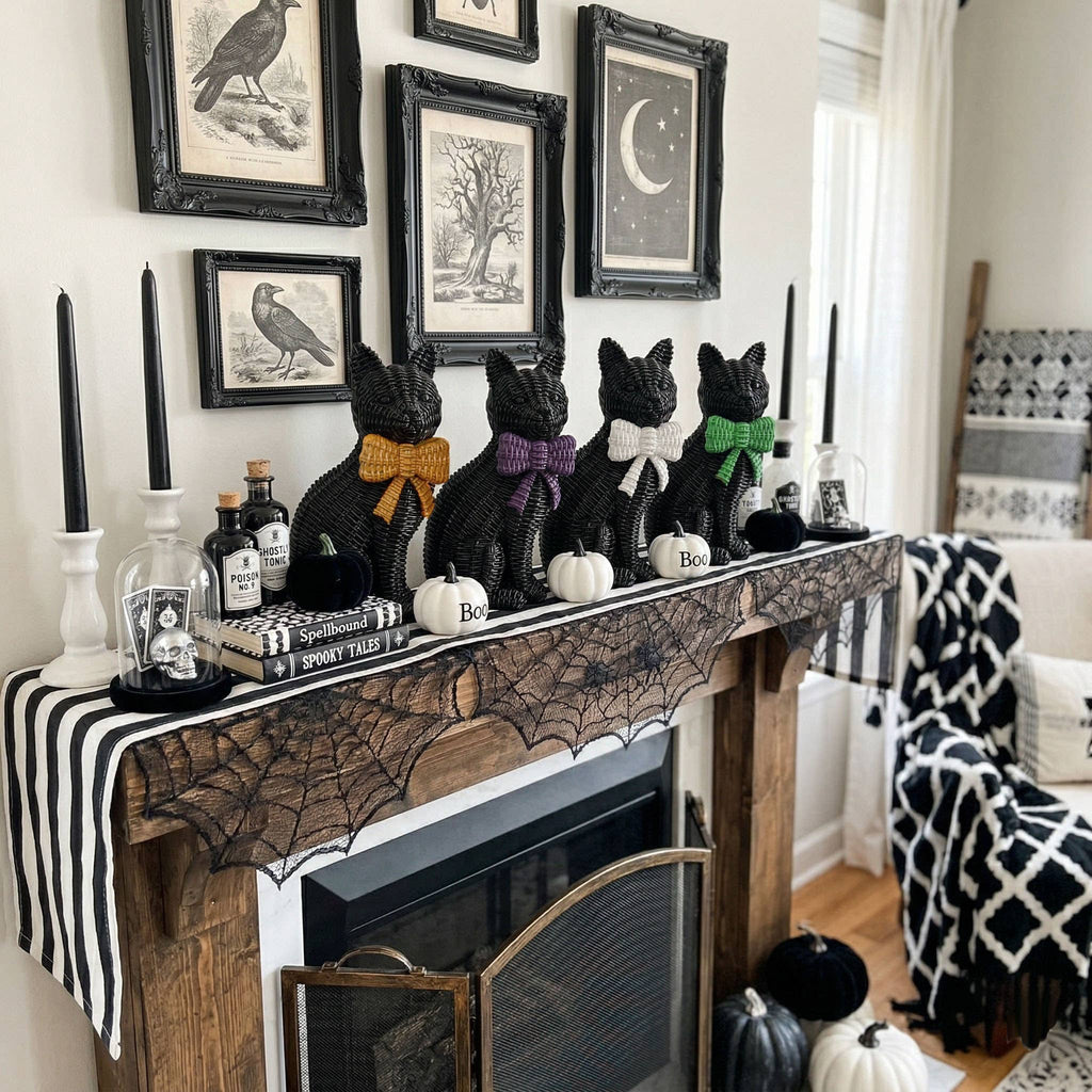Spooky Shelf Accent Cute Farmhouse Halloween Black Cat Decor