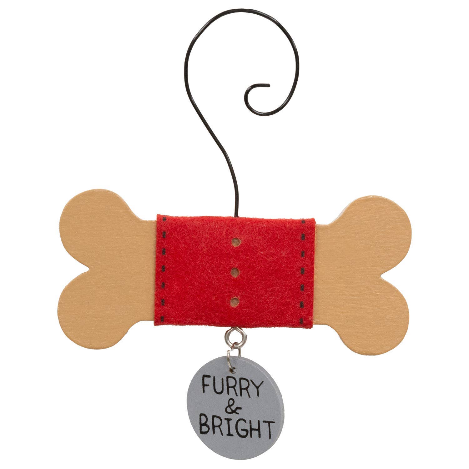 Wooden Dog Bone w/Tag Ornament - 6 Asstd.