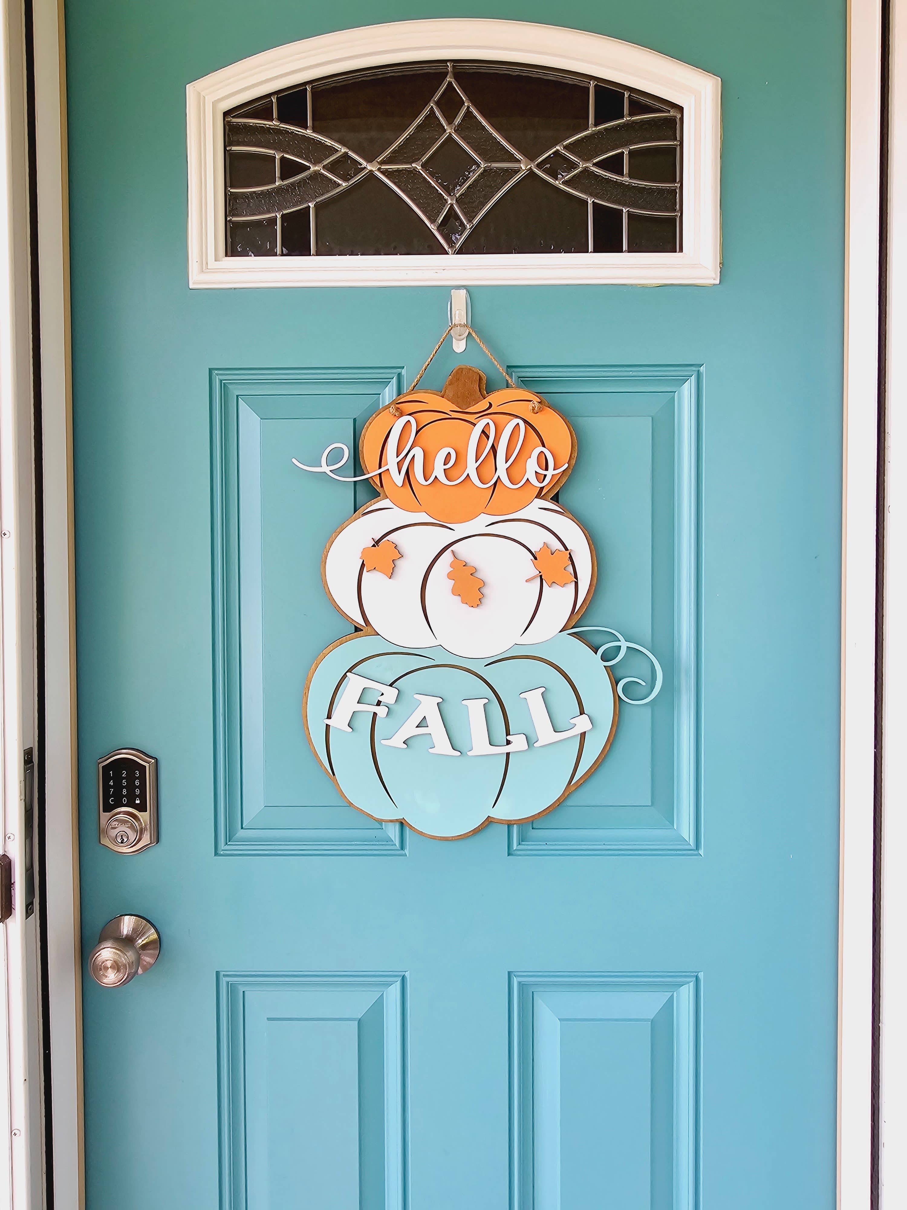 DIY Fall Stacked Pumpkins Door Hanger