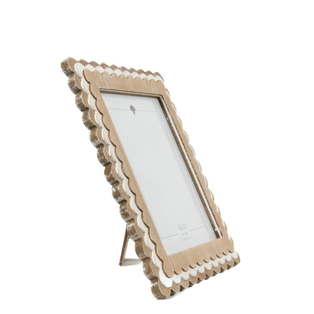 Wood scallop photo frame (8x10 pic) natural/wh - 17061