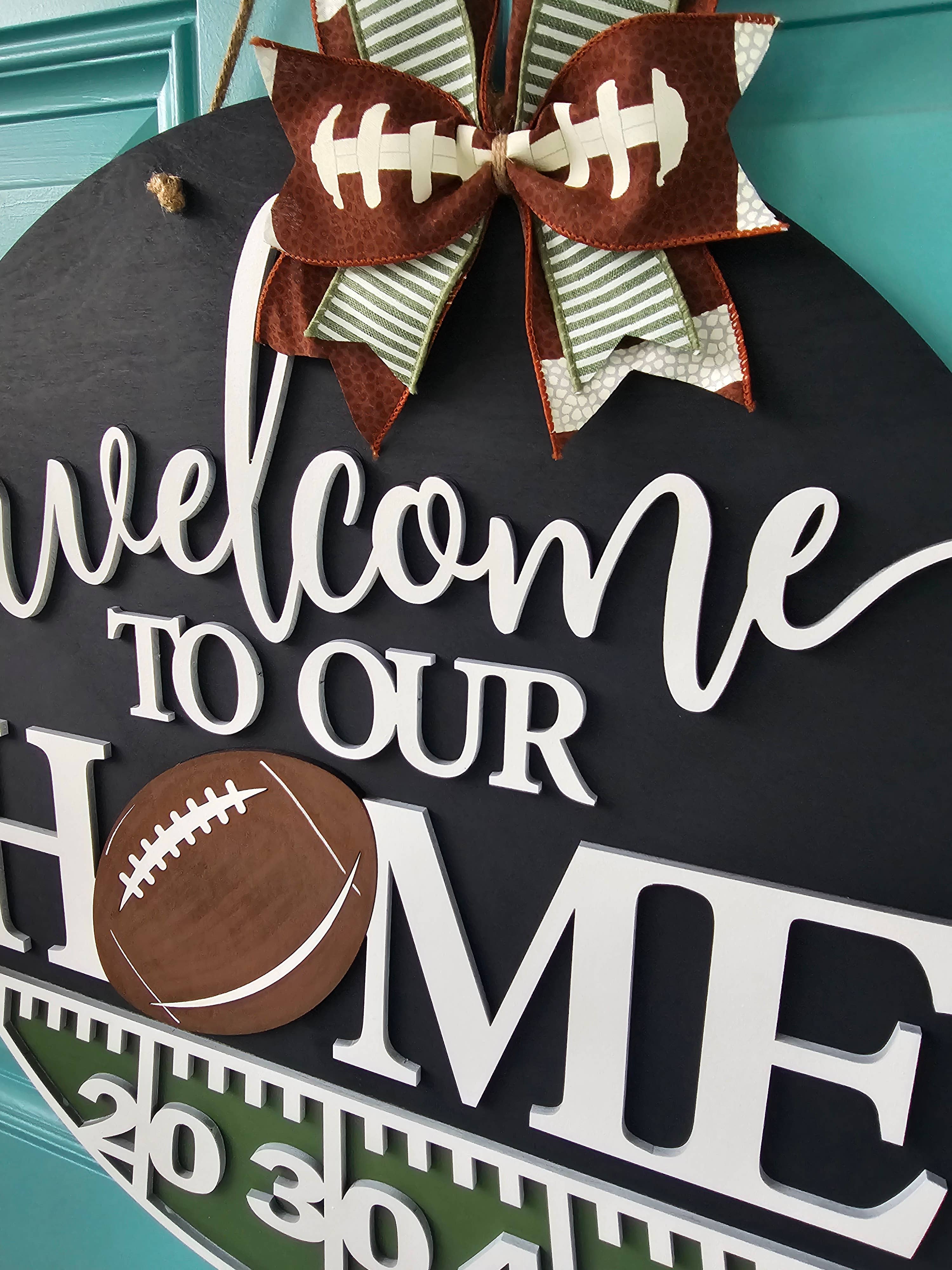 DIY Welcome to Our Home Football Door Hanger