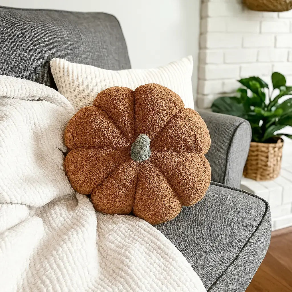 Neutral Fall + Halloween Home Decor, Cute Cotton Pumpkins BW