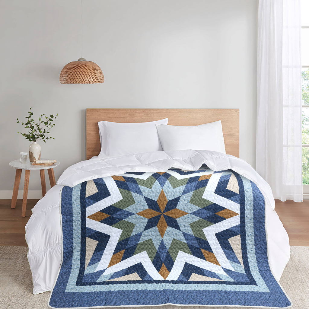 Virah Bella "Rhythmic Blossoms" Quilted Throw Blanket