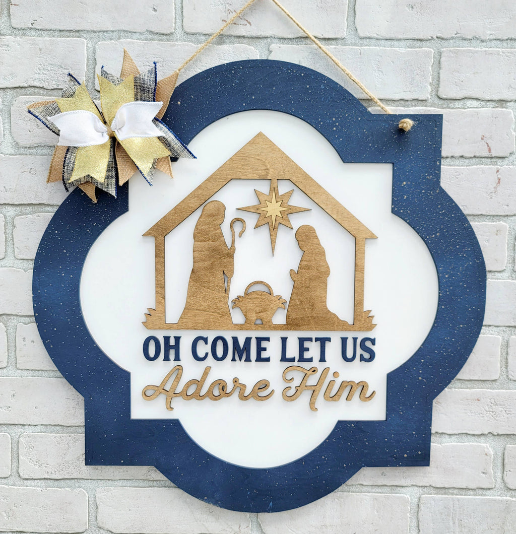 DIY Come Let Us Adore Him Door Hanger